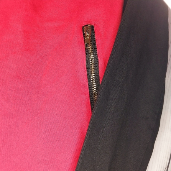 Red and Black Asymmetrical Zip Jacket - Picture 11 of 13